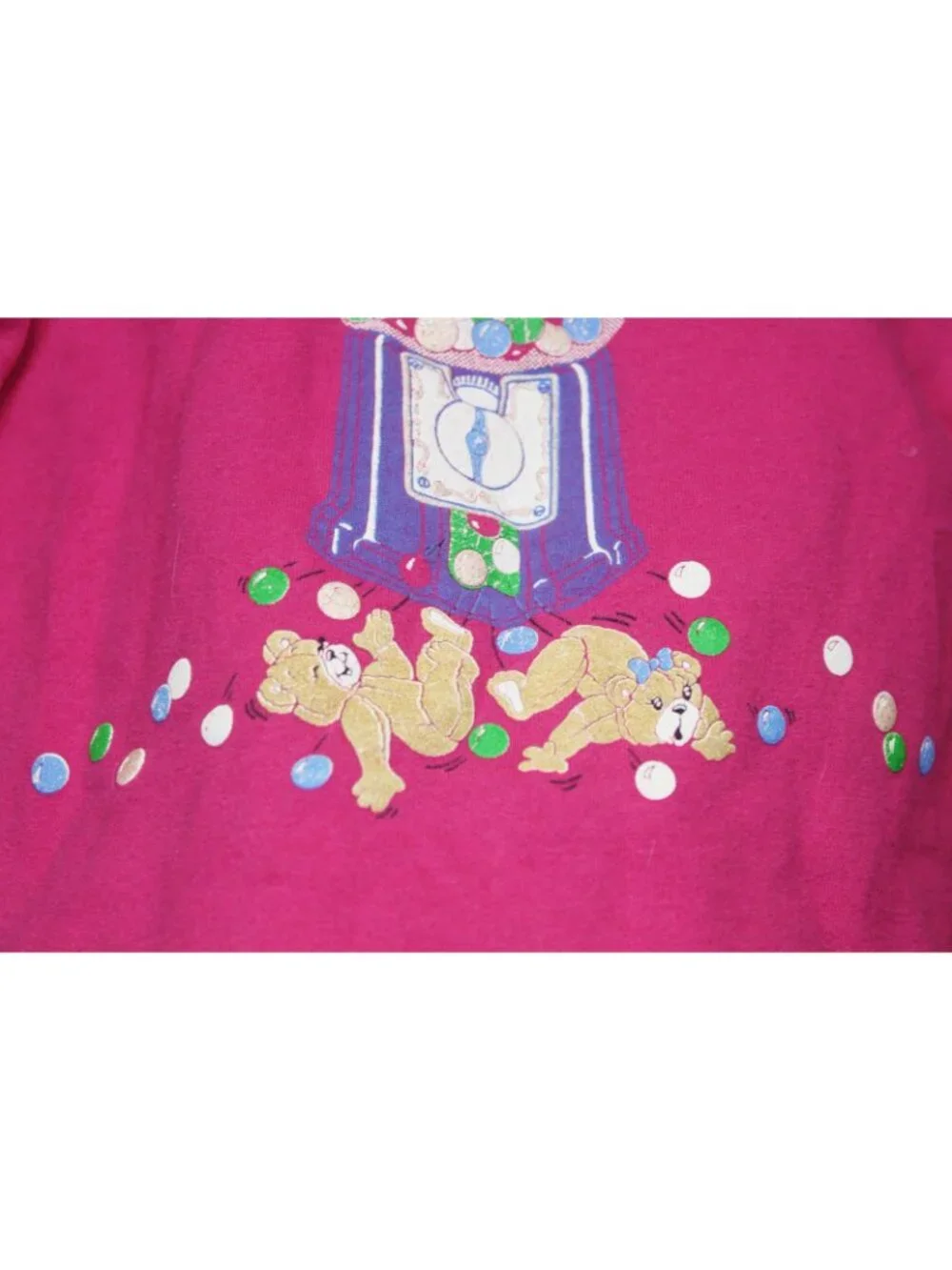 Spumoni 2pc Outfit 4 Lg Teddy Bear Bubble Gum Machine Coin Pink Sweatshirt Pants